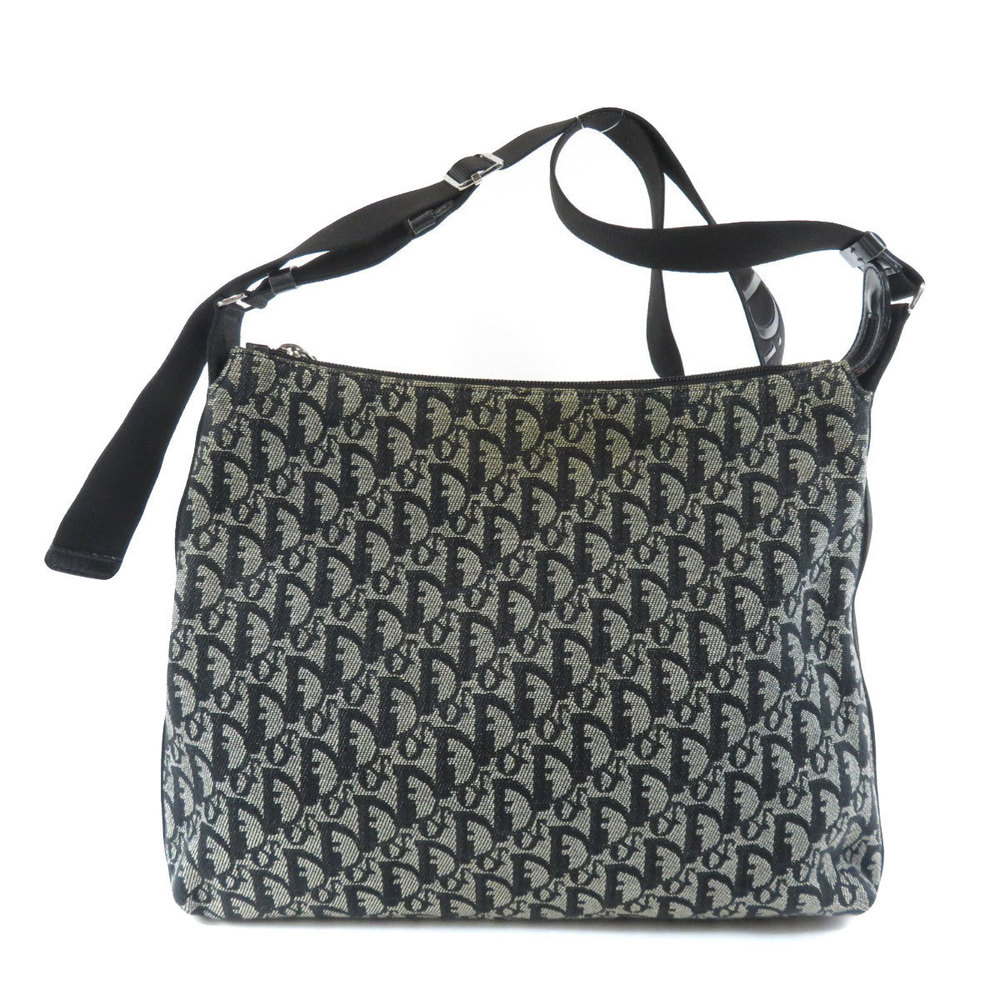 Christian Dior Trotter Shoulder Bag Canvas Black